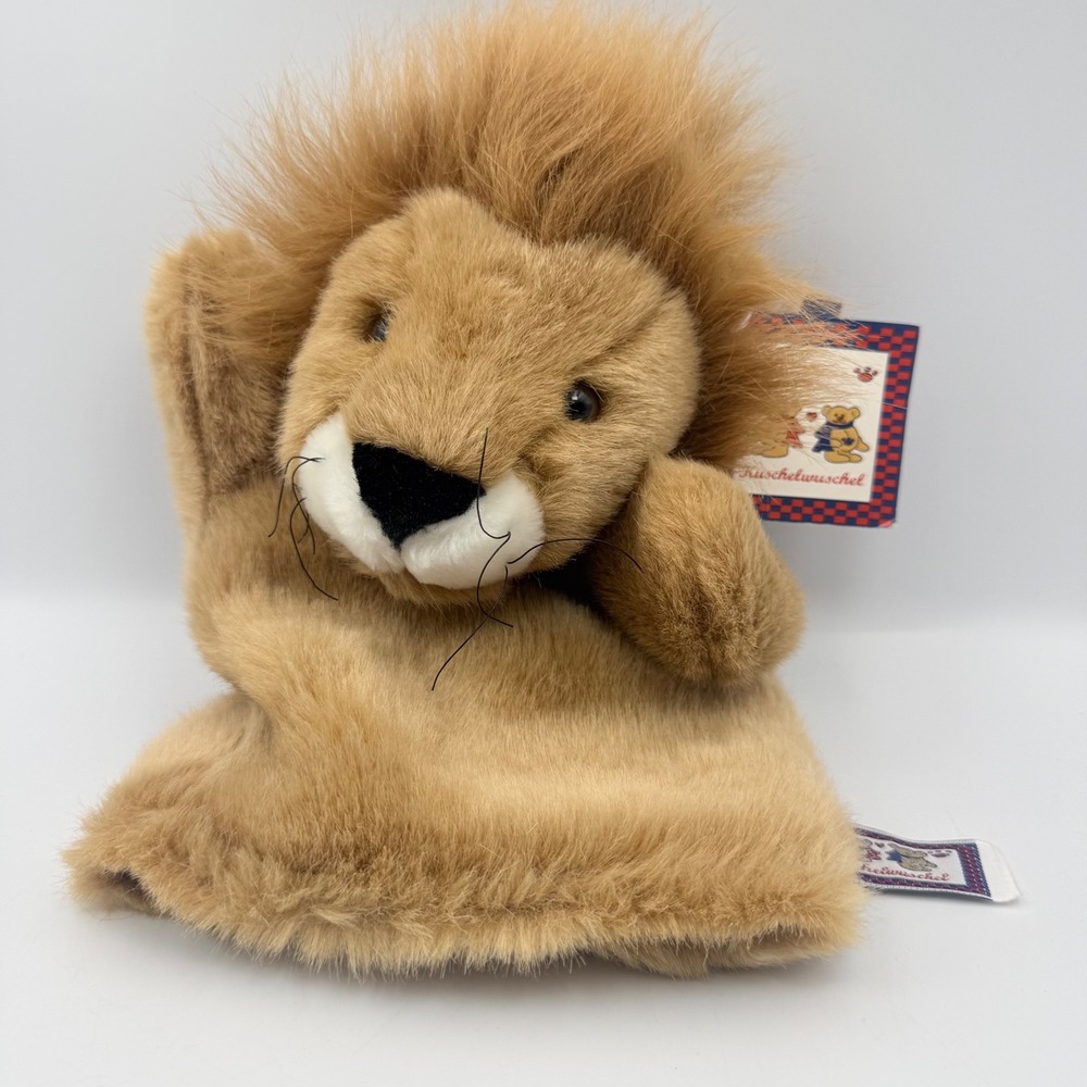 Kuschelwuschel Lion Hand Puppet Plush Made in Germany NWT New Golden Brown 12"